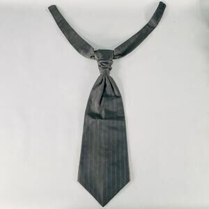 CARLO PIGNATELLI Black Silver Stripe Acetate Virgin Wool Tie